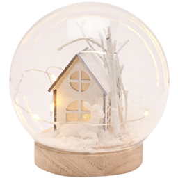 The Seasonal Gift Co. LED House and Snow Round Glass Christmas Decoration 12cm