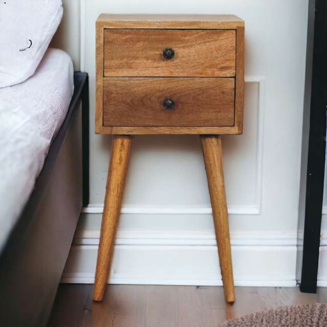 Artisan Furniture Mini Oak 2 Drawer Mango Wood Bedside Table - image 1
