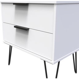 Crowndale Hong Kong 2 Drawer Matt White Side Table Ready Assembled - thumbnail 4