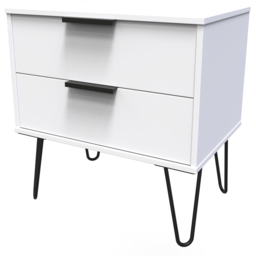Crowndale Hong Kong 2 Drawer Matt White Side Table Ready Assembled - thumbnail 2
