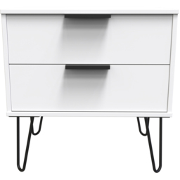 Crowndale Hong Kong 2 Drawer Matt White Side Table Ready Assembled - thumbnail 3