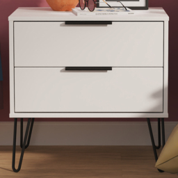 Crowndale Hong Kong 2 Drawer Matt White Side Table Ready Assembled