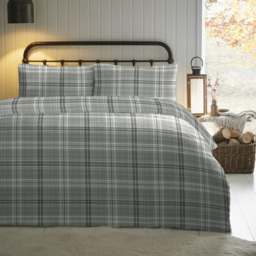 Hampshire Check Duvet Set Grey Superking - thumbnail 1