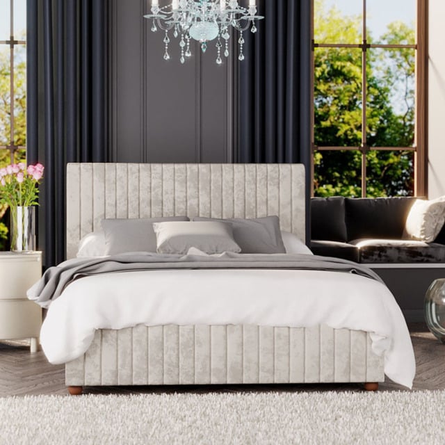 Laurence Llewelyn Bowen Estella Small Double Pearl Mirazzi Velvet Ottoman Bed - image 1