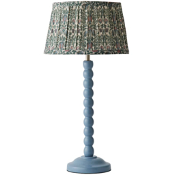 ValueLights Bobbin Pastel Blue Floral Pleated Shade Table Lamp with Bulb