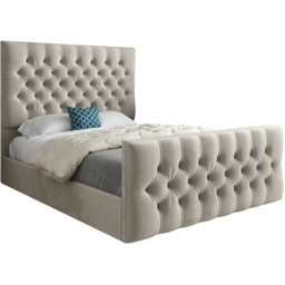 Novara Silver Small Double Velvet Upholstered Bed Frame with Pleated Chesterfield Headboard - thumbnail 2