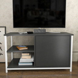 Decorotika Muskegon Single Door 2 Shelf White and Anthracite TV Unit - thumbnail 1