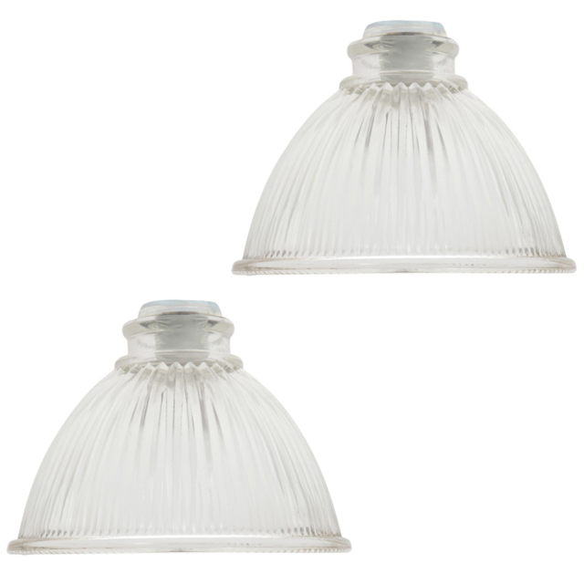 Happy Homewares American Diner Clear Glass Ribbed Lines Shades with 2 Pack - image 1