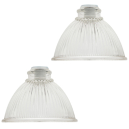 Happy Homewares American Diner Clear Glass Ribbed Lines Shades with 2 Pack - thumbnail 1