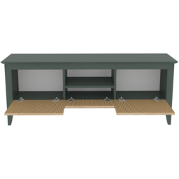 Decorotika Verde Green and Rattan 3 Door Single Shelf TV Unit - thumbnail 3