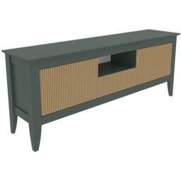 Decorotika Verde Green and Rattan 3 Door Single Shelf TV Unit - thumbnail 2