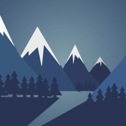 Origin Murals Snowy Mountain Valley Blue Wall Mural - thumbnail 2