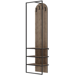 FWStyle Archy Dark Oak 3 Shelf Hallway Coat and Shoe Storage Rack