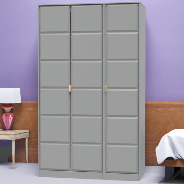 Crowndale Cube 3 Door Dusk Grey Wardrobe Ready Assembled - image 1