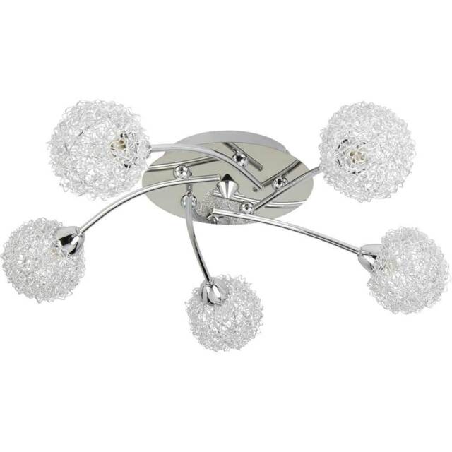 Lighting Collection 5 Light Chrome and Aluminium Ceiling Flush Light - image 1