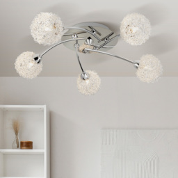 Lighting Collection 5 Light Chrome and Aluminium Ceiling Flush Light - thumbnail 2