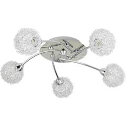 Lighting Collection 5 Light Chrome and Aluminium Ceiling Flush Light