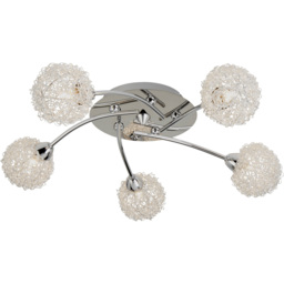 Lighting Collection 5 Light Chrome and Aluminium Ceiling Flush Light - thumbnail 3