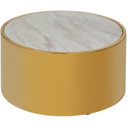 Premier Housewares Carlox Gold and Marble Effect Round Coffee Table - thumbnail 2