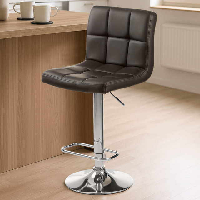 Premier Housewares Baina Quilted Bar Stool with Chrome Base - image 1