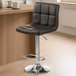 Premier Housewares Baina Quilted Bar Stool with Chrome Base - thumbnail 1