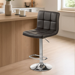 Premier Housewares Baina Quilted Bar Stool with Chrome Base - thumbnail 3