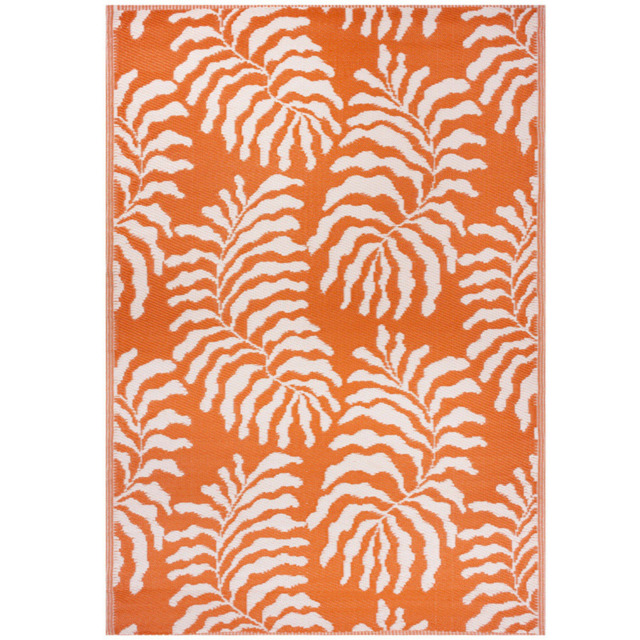 Furn Tocorico Tropical Leaf Orange Reversible Rug 120 x 180cm - image 1