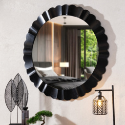 Noir Scalloped Round Mirror Black - thumbnail 2