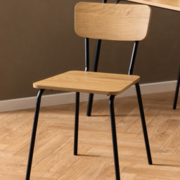 Florence Peru Set of 4 Oak and Steel Dining Chairs