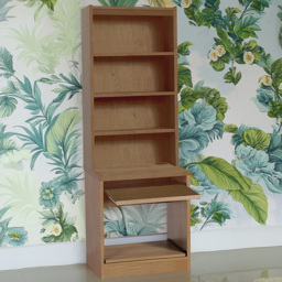 R White Cabinets Brown 4 Shelf Printer Desk Stand with Hutch