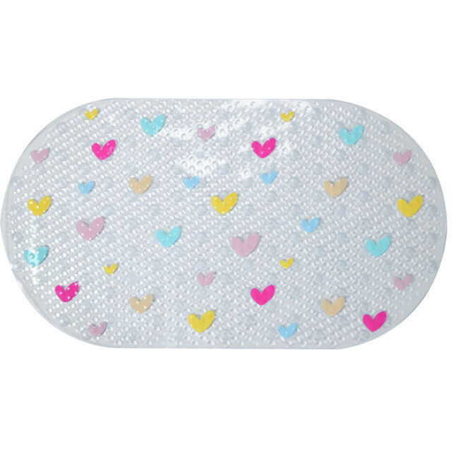 Multicolour Hearts PVC Bath Mat 69 x 39cm - image 1