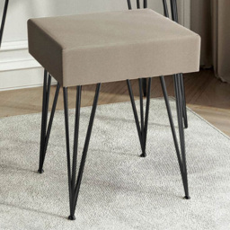 CARME Home Olivia Dove Grey and Black Velvet Padded Stool with Hairpin Legs