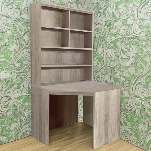R White Cabinets Grey 6 Shelf Corner Desk with Hutch - image 1