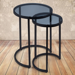 Julian Bowen Chicago Smoked Glass Round Nest of Tables Set of 2