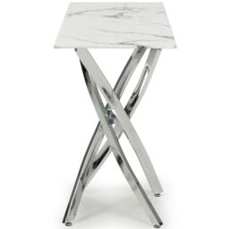 wilko Monaco Chrome and White Marble Glass Console Table - thumbnail 4