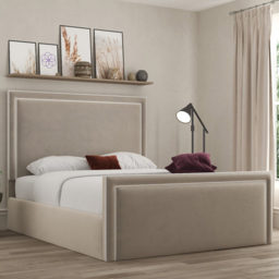 DS Living Verona Bistra Beige Super King Size Piping Ottoman Bed