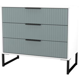 Crowndale Fluted 3 Drawer Duck and White Matt Chest of Drawers Ready Assembled - thumbnail 4