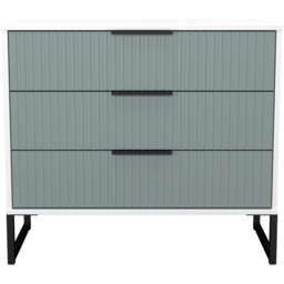Crowndale Fluted 3 Drawer Duck and White Matt Chest of Drawers Ready Assembled - thumbnail 2