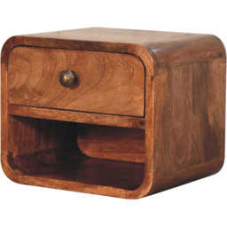 Artisan Furniture Mini Caramel Single Drawer Single Shelf Solid Wood Wall-Mounted Bedside Table - thumbnail 3