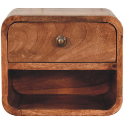 Artisan Furniture Mini Caramel Single Drawer Single Shelf Solid Wood Wall-Mounted Bedside Table - thumbnail 2