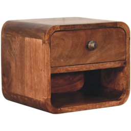 Artisan Furniture Mini Caramel Single Drawer Single Shelf Solid Wood Wall-Mounted Bedside Table - thumbnail 4
