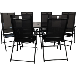 Samuel Alexander 6 Seater Rectangular Outdoor Recliner Dining Set Black - thumbnail 2
