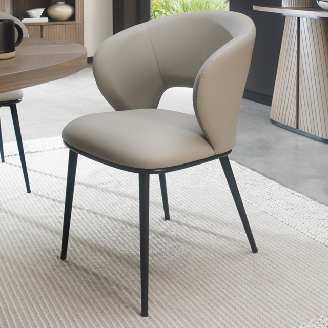 Bentley Designs Luca Light Grey Faux Leather Upholstered Dining Chair Set of 2 - image 1