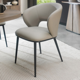 Bentley Designs Luca Light Grey Faux Leather Upholstered Dining Chair Set of 2 - thumbnail 1