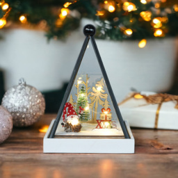 Xmas Haus Battery Operated LED Triangle Hurricane Glass Gonk Scene - thumbnail 3
