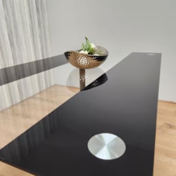 Kosy Koala 4 Seater Black and Clear Glass Dining Table - thumbnail 4