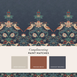 William Morris Strawberry Thief Navy Mural - thumbnail 2