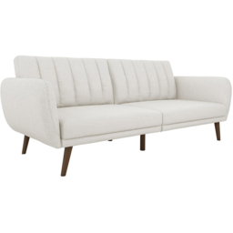 Novogratz Brittany Linen 3 Seater Light Grey Sofa Bed with Wooden Legs - thumbnail 2
