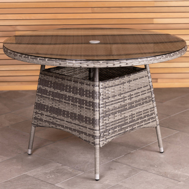 Charles Bentley Rattan 4 Seater Dining Table Grey - image 1