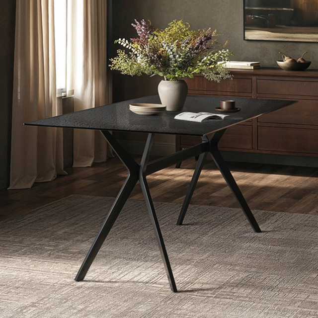 SOLACE+CO Emil Black 6 Seater Glass Dining Table - image 1